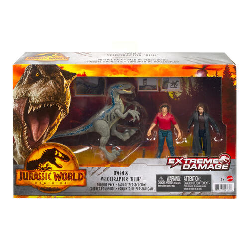 Jurassic World EXTREME DAMAGE Owen & Velociraptor 'Blue' Pursuit Pack