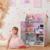 Teamson 夢幻玻璃奇境豪宅木製芭比娃娃屋 (附10家具配件)(原價$6980)