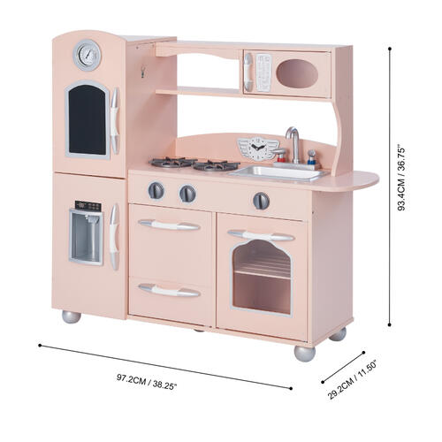奧蘭多木製家家酒兒童廚房玩具-白色/粉色