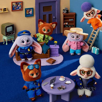 Miniso 	迪士尼動物方城市系列搪膠毛絨公仔盲盒（混）- 隨機發貨