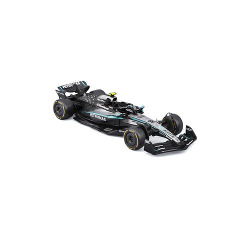 Bburago比美高1:43 F1系列-1:43賓士車隊-AMG F1 W16 E（無頭盔，紙盒版）（2025澳洲大獎賽）（#12安德烈亞&middot;基米&middot;安東內利）（#63 喬治&middot;拉塞爾）-霧黑/銀色