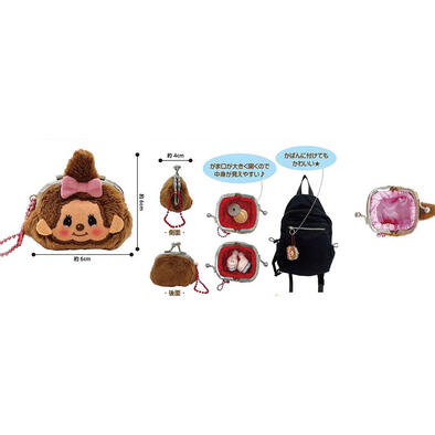Monchhichi 蒙奇奇 絨毛小口金包-女孩