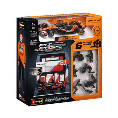 Bburago比美高 1：43 F1維修站場景組合 麥克拉倫 MCL39（2025）#4 蘭多諾里斯