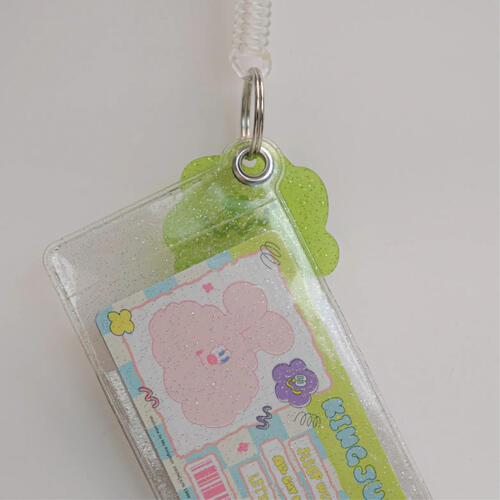 KINGJUN 經典彈簧卡套／閃粉粉＋粉繩＋經典蠢兔（透）