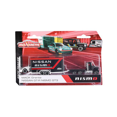 Majorette 美捷輪小汽車-Mack Granite w/ 日產GT-R Nismo GT3拖車