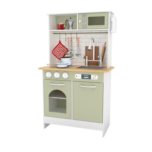 Teamson Little Chef Boston Modern Classic Wooden Toy Kitchen - Olive Green