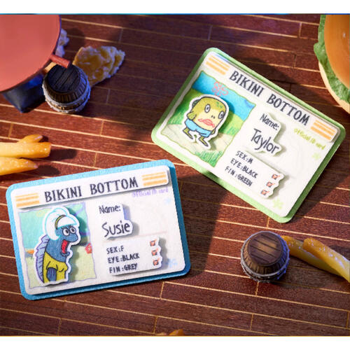 Kayou卡游 海綿寶寶-比奇堡路人魚身分卡系列-不織布徽章- 隨機發貨