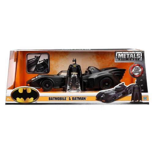 Batman蝙蝠俠 1:24合金車-1989蝙蝠車+蝙蝠俠