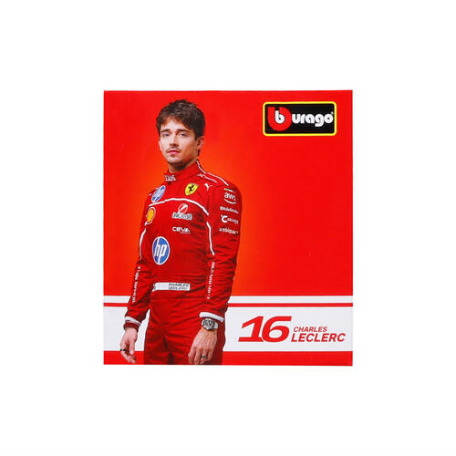 Bburago比美高1:43 F1系列-1:43 法拉利 SF-25（無頭盔，紙盒版）（#16 查爾斯&middot;勒克萊爾）（標準塗裝）－ 啞紅