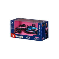 Bburago比美高1:43 F1系列-1:43 阿爾派 A525（無頭盔，紙盒版）（2025 摩納哥大獎賽）（#43 弗蘭科&middot;科拉平托）- 金屬藍/啞光黑/粉紅