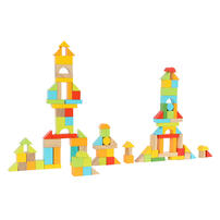 playpop 100 Pieces Wooden Block Bucket Set