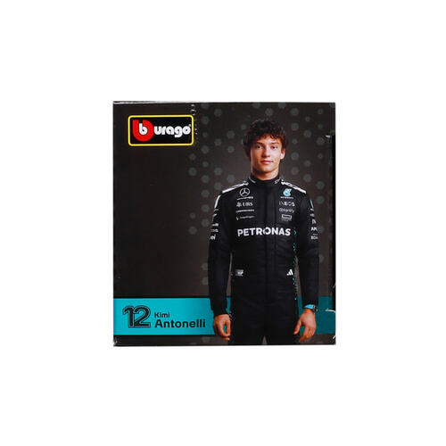 Bburago比美高 1:43 F1系列-1:43 賓士車隊-AMG F1 W16 E （無頭盔，紙盒版）（2025 澳洲大獎賽）（#63 喬治&middot;拉塞爾）- 霧黑/銀