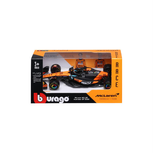 Bburago比美高1:43 F1系列-麥克拉倫 F1 車隊 MCL39 （無頭盔，紙盒版）（2025 澳大利亞大獎賽）(#81 奧斯卡&middot;皮亞斯特里) - 啞黑色/橙色 18-38248#81