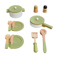 Teamson Wooden Cookware 14 Pieces Green