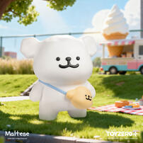 線條小狗結伴出遊存錢筒-白狗