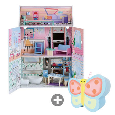 Teamson 夢幻玻璃奇境豪宅木製芭比娃娃屋 (附10家具配件)(原價$6980)