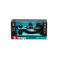 Bburago比美高 1:43 F1系列-1:43 賓士車隊-AMG F1 W16 E （無頭盔，紙盒版）（2025 澳洲大獎賽）（#63 喬治&middot;拉塞爾）- 霧黑/銀