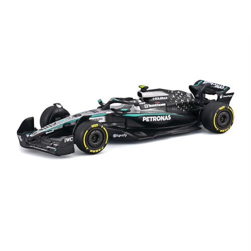 Bburago比美高1:64 F1掛卡系列-梅賽德斯-AMG F1 W16 E性能版（2025澳大利亞大獎賽）（#12安德里亞&middot;基米&middot;安東內利）（無頭盔）-銀色/啞光黑 18-58002#12