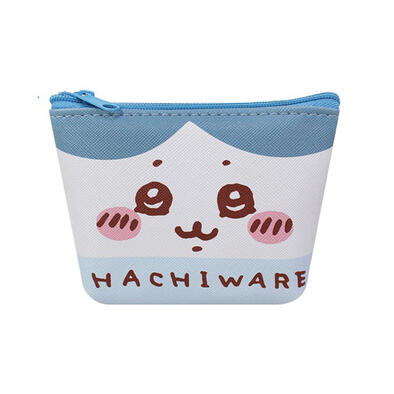 Chiikawa 吉伊卡哇 斜紋皮革錢包-藍 小八