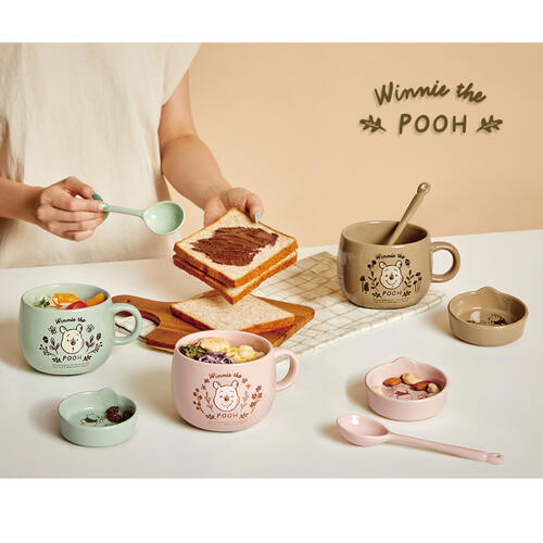 Disney迪士尼 森林維尼 早餐陶瓷杯套組-嫩綠/櫻粉/沙褐 - 隨機發貨