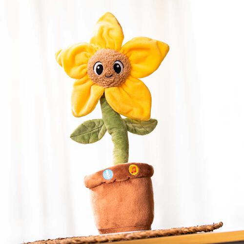 playpop 電動會說話的扭扭太陽花毛絨玩具
