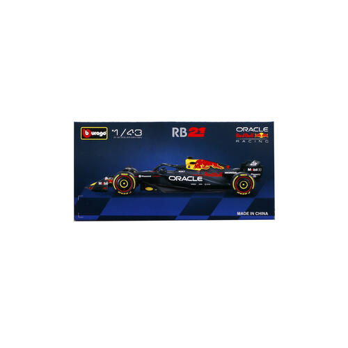 Bburago比美高1:43 F1系列-1:43紅牛車隊RB21（無頭盔，紙盒版）（2025巴林大獎賽）（#1馬克斯&middot;維斯塔潘）（#22 角田裕毅）-啞藍