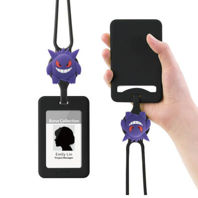 Pokemon寶可夢	頸掛開窗識別證套-耿鬼-黑