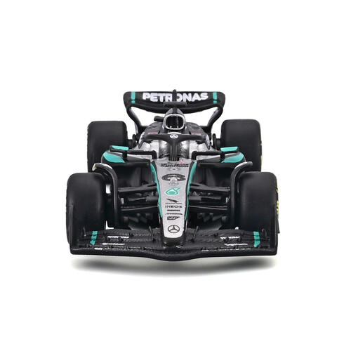 Bburago比美高1:64 F1掛卡系列-梅賽德斯-AMG F1 W16 E Performance（2025澳大利亞大獎賽）（#63喬治&middot;拉塞爾）（無頭盔）-銀色/啞光黑 18-58002#63
